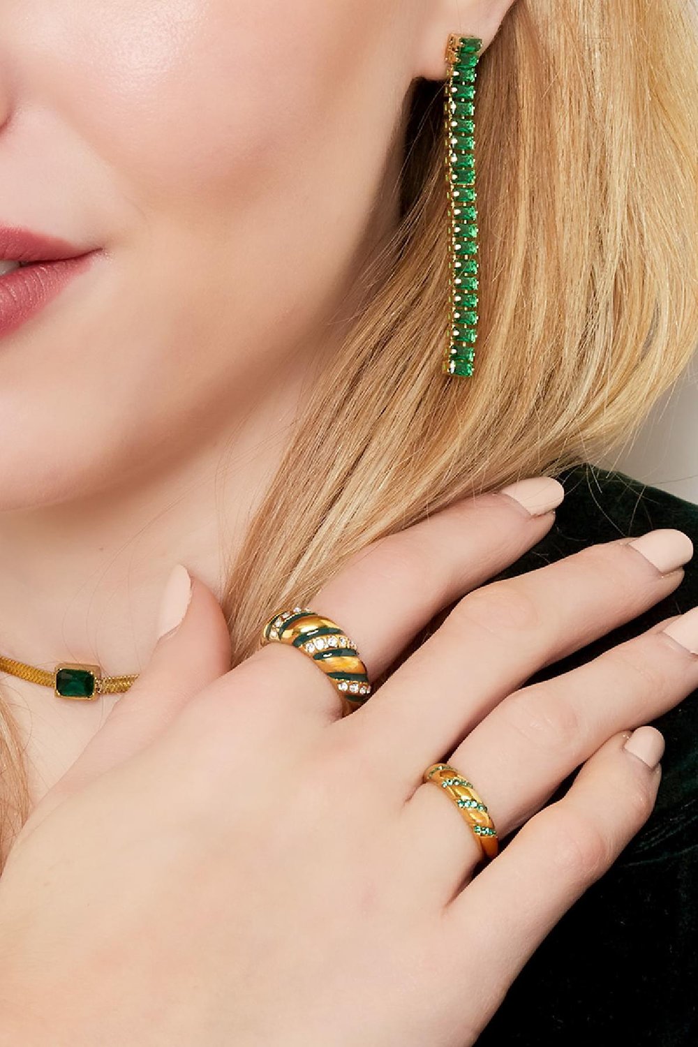 Stainless steel ring statement zircon swirl Silver Color 16 h5Picture3